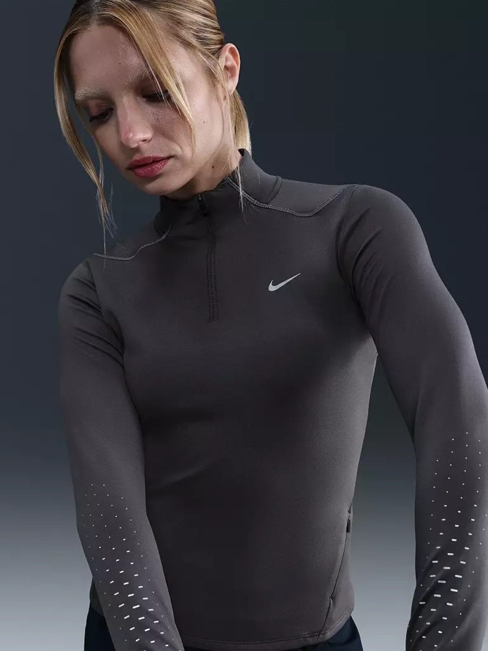 Nike Grey Therma-Fit ADV Women's Long-Sleeve Half-Zip Performance Top - Picture 1 of 12